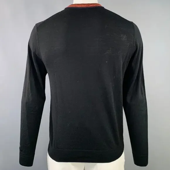 PS by PAUL SMITH Size L Black Burgundy Contrast Trim Crew Neck Pullover